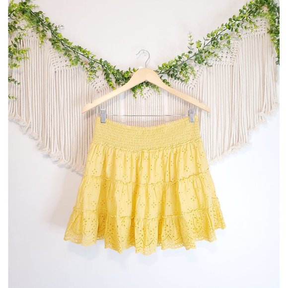 American Eagle Yellow Eyelet Skirt - Picture 1 of 6